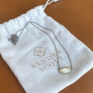 Kendra Scott Silver Necklace with Cream Stone